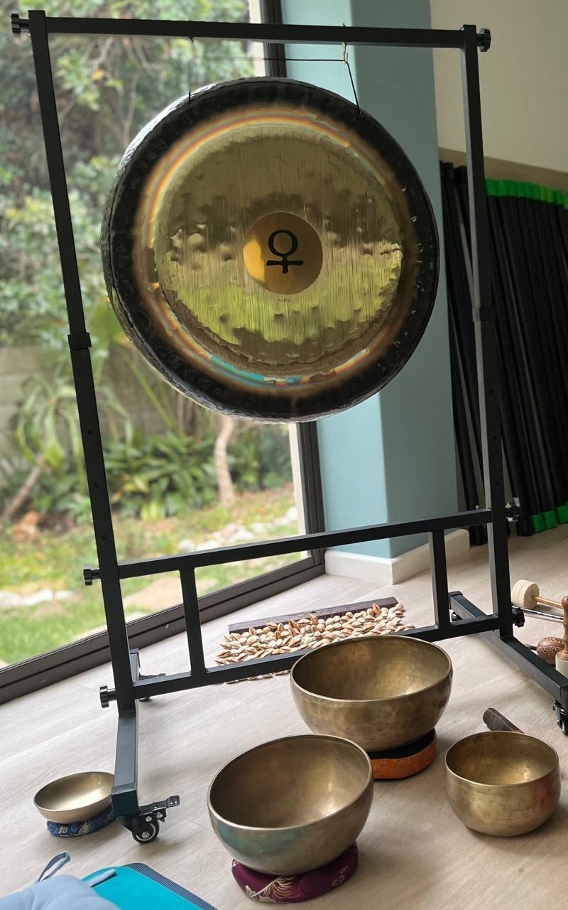 Venus gong and Himalayan singing bowls used in sound healing