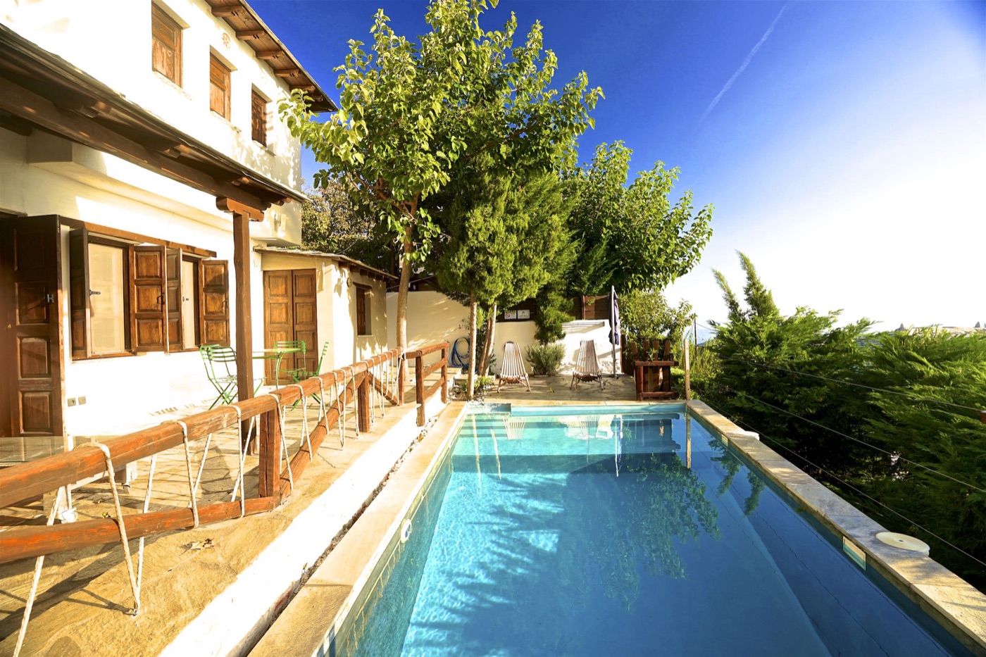 Swimming pool at the Pelion Homes stone villas