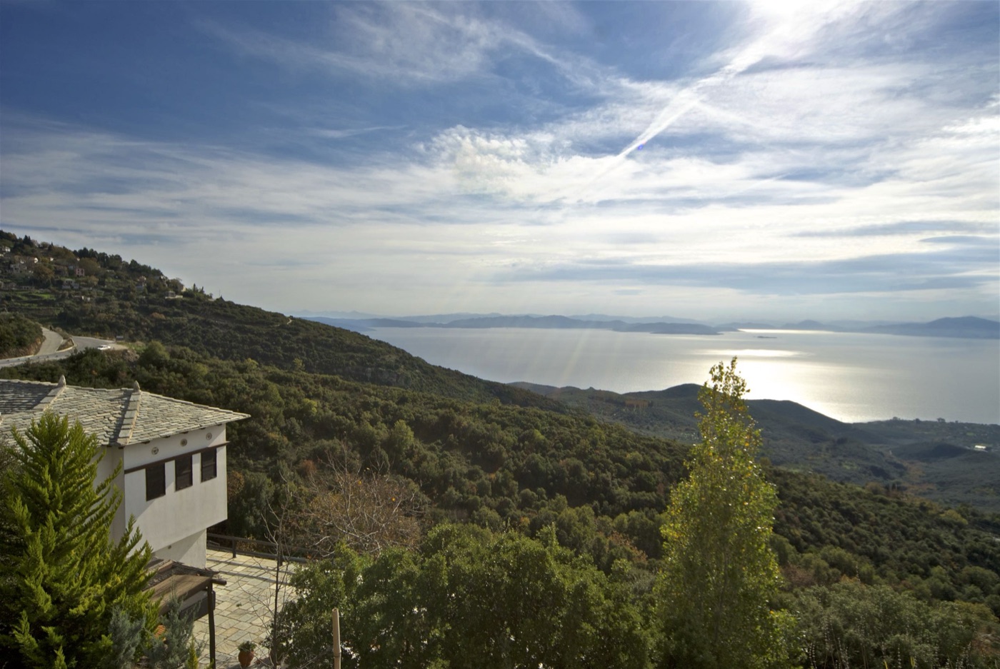 Stone villa of Pelion Homes overlooking the Pagasitikos Gulf