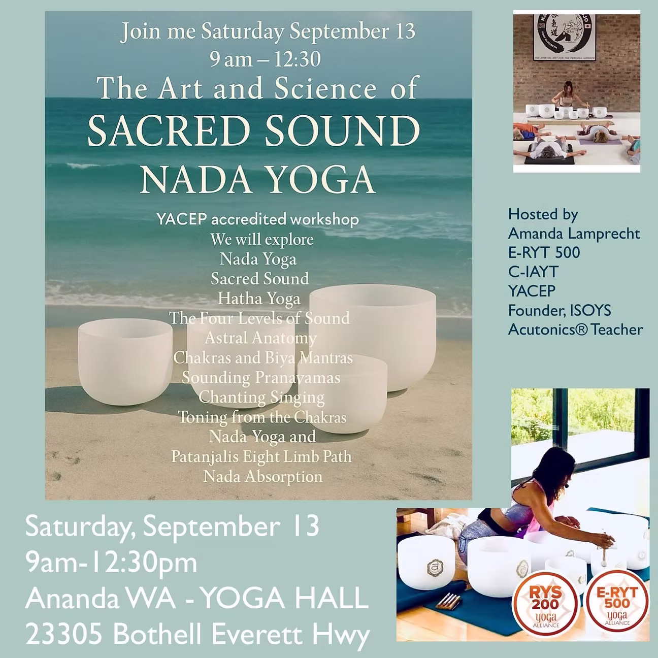 Yoga workshop participants practicing standing poses and alignment